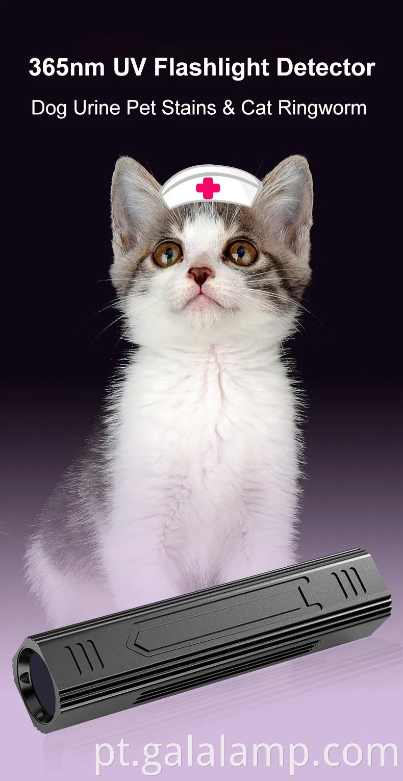 Lanterna UV portátil de 365nm com Blacklight recarregável e 5 modos